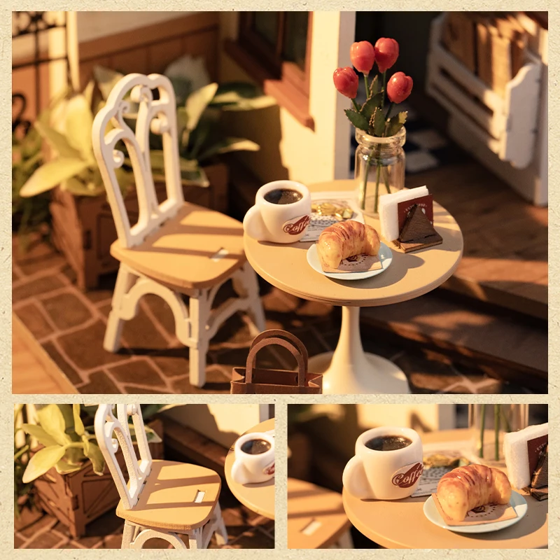Robotime Rolife No.17 Café Miniature House Kit for Kids Adults DIY Dollhouse  3D Wooden Assembly Building Toys Home Decoration 6