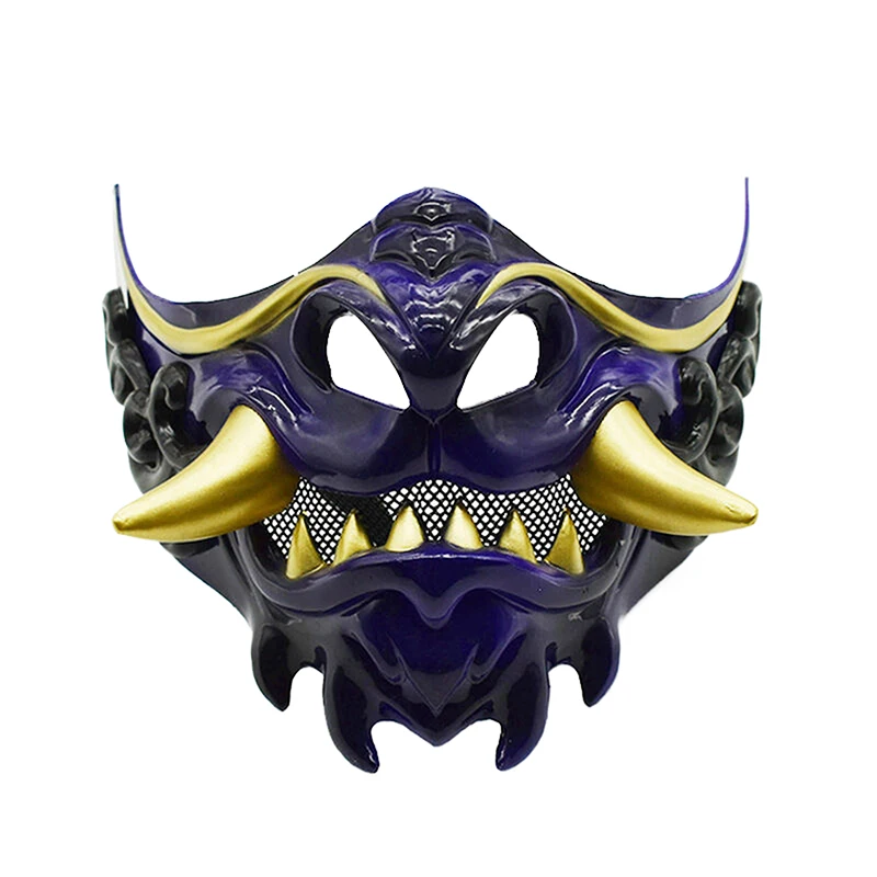 Halbgesichts-Teufels-Samurai-Maske für Karneval Halloween Cosplay Horror-Killer-Maske Maskerade-Maske Party-Maske Japanische Maske – Detail 4