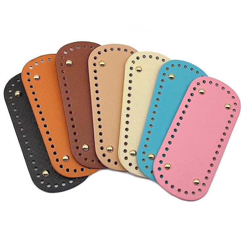 4pcs 8*18cm Oval Bottom For Knitted Bag PU Leather Bag Accessories Handmade Bottom DIY Crochet Bag Bottom Solid Color Bag Part