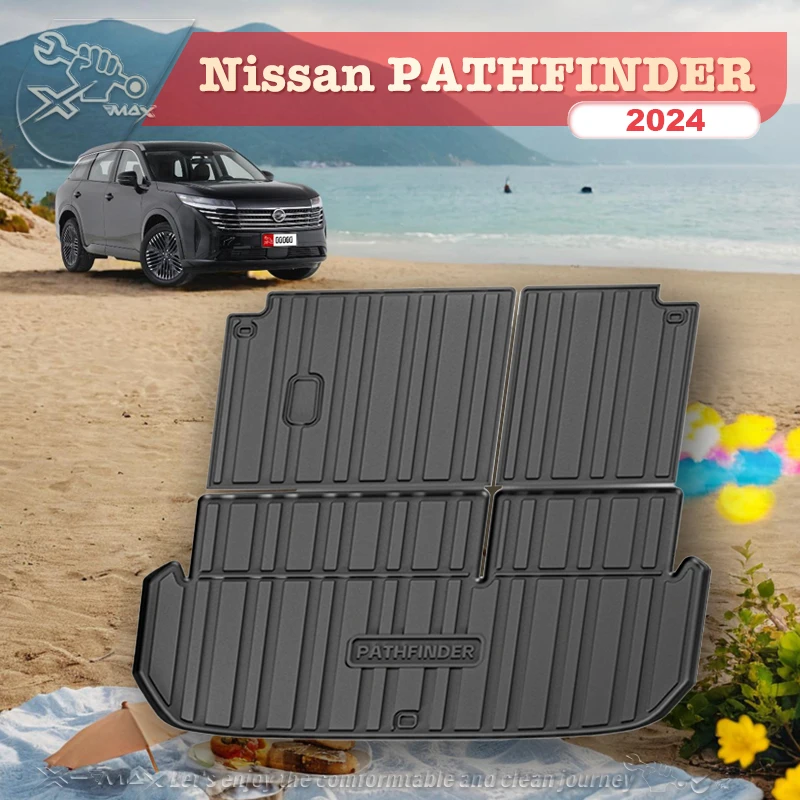 

For Nissan PATHFINDER 2024 TPE Custom Fit Car Trunk Mat All Season Black Cargo Mat 3D Shaped Laser Measured Trunk Liners