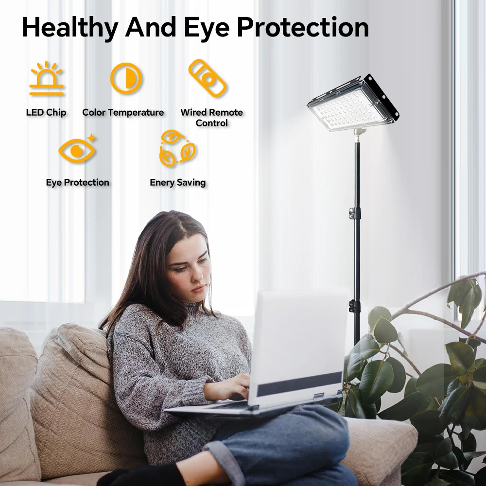 Floor Lamp Outdoor with Timer, Adjustable Color Temperature & Brightness, LED Stanging Work Light for Living Room Garden Camping