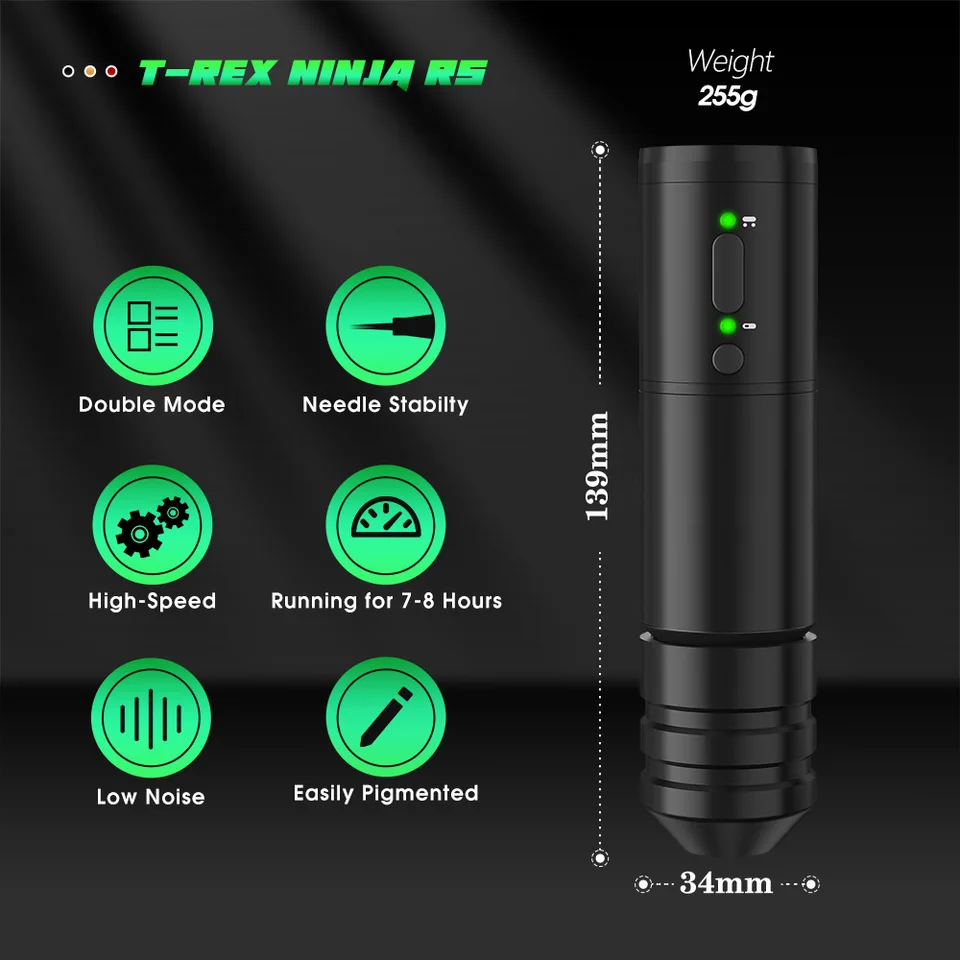 T-REX NINJA RS Portable Wireless Tattoo Machine Pen Battery