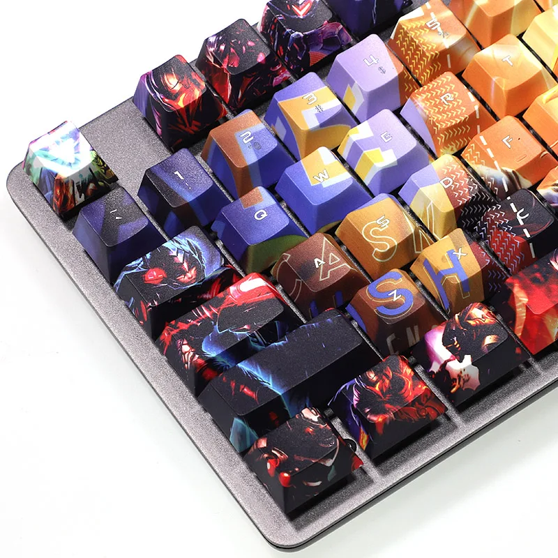 

108pcs Game Theme Characters Keycaps E-sports PBT Sublimation Keycaps Cherry Profile For Mechanical MX Keyboard For LOL/OW/DOTA