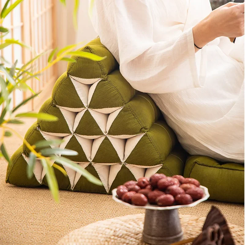 Thai Wooden Cotton Triangle Cushion Home Sofa Window Lazy Seat Cushion for Lunch Break Living Room Lazy Sofa with Large Backrest 4