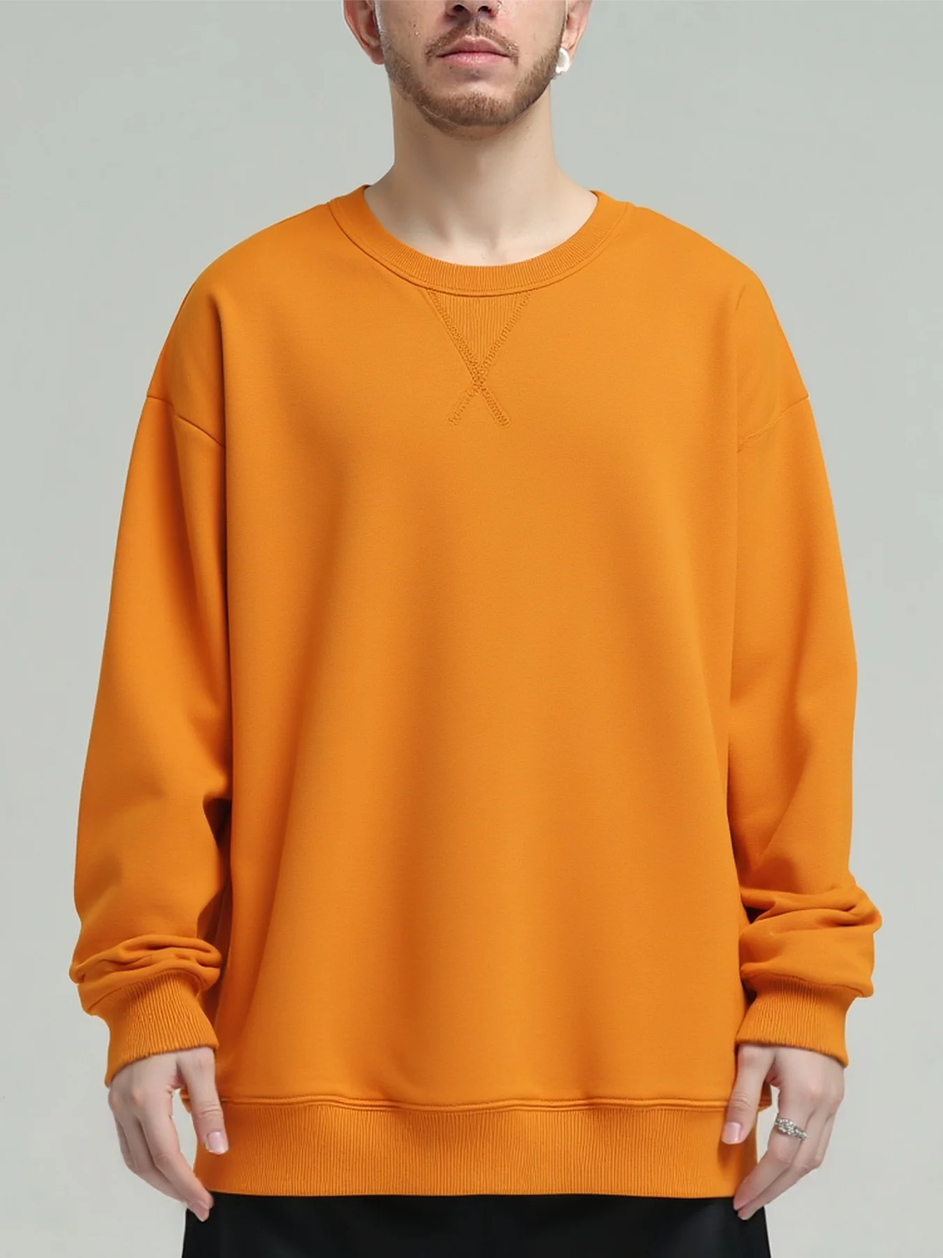 Vintage Heavyweight Cotton Long Sleeve Sweater - Inverted Triangle Loose Fit