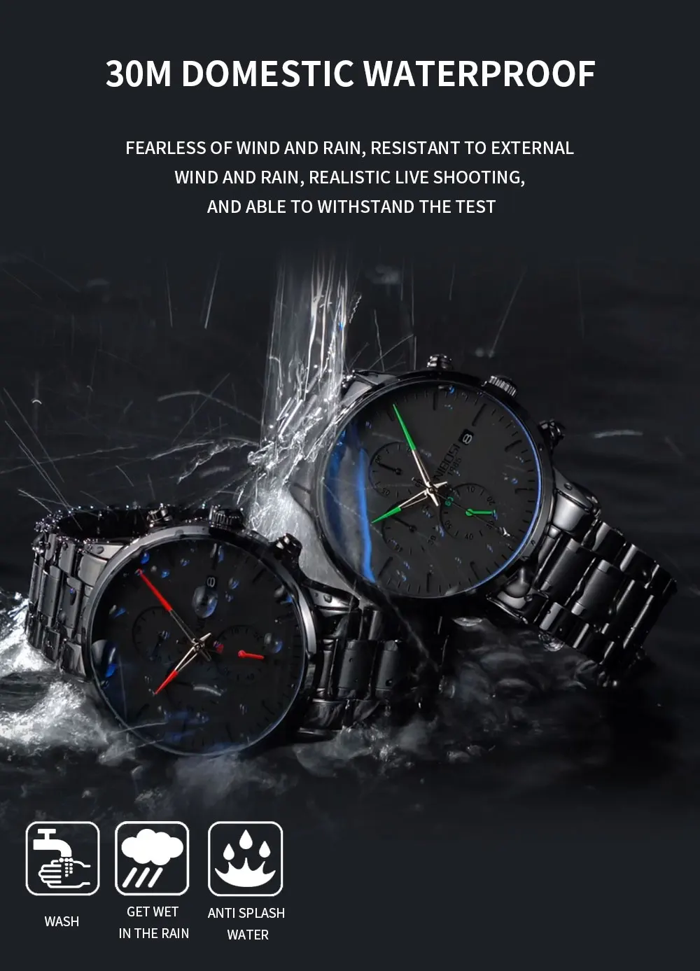 Waterproof Watch Quartz 2588 Nibosi