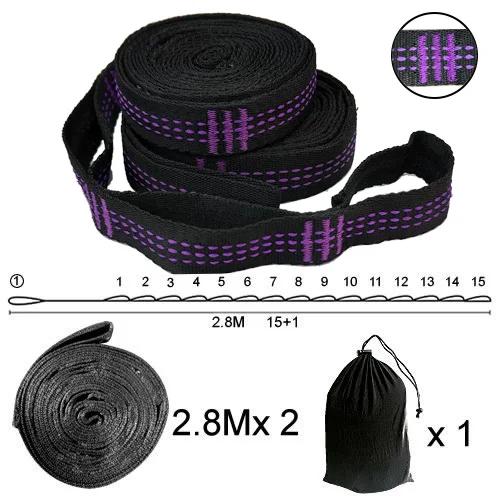 2PCS Hammock Straps Belts Extra Strong & Lightweight Ropes and 880 LBS Breaking Strength No Stretch Polyester Hammock Straps 