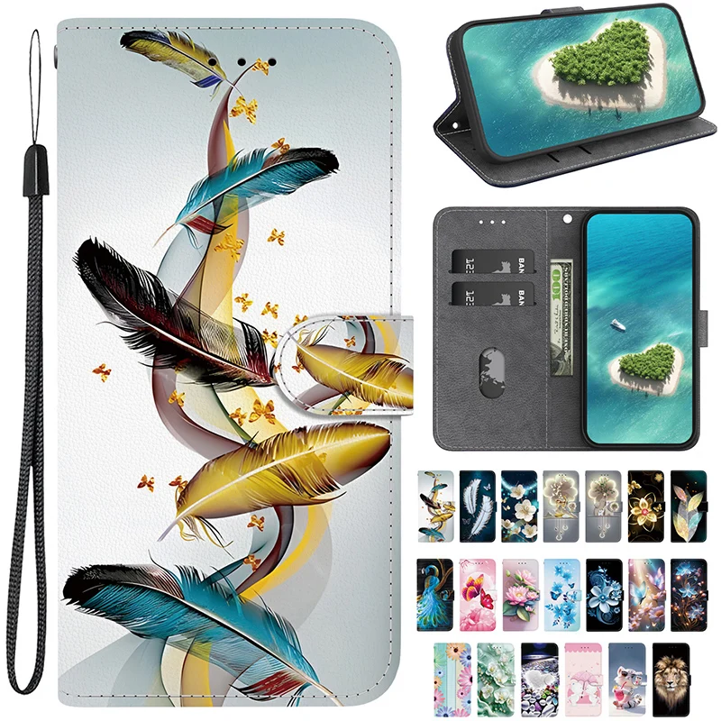 Magnetic Leather Flip Wallet Case with Painted Pattern