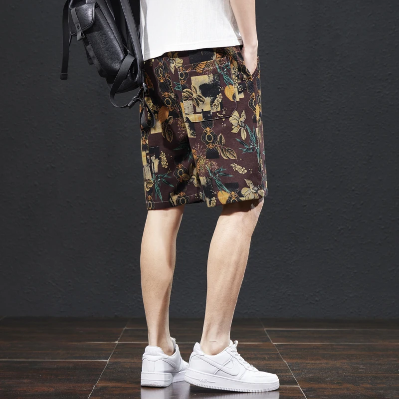 Summer Shorts Men's Printed Loose Straight Fashionable Fifth Pants Trendy Casual All-Matching Stretch Breathable Beach Pants 4