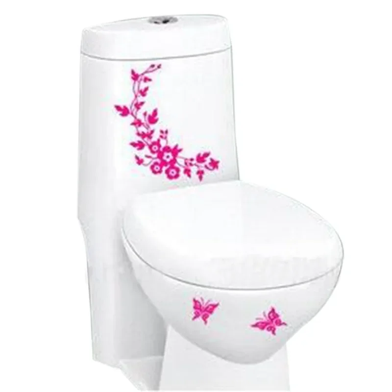 Butterfly Flower Vine Bathroom Wall Stickers Home Decoration Wallpaper Wall Decals for Toilet Decorative Sticker Home Decor