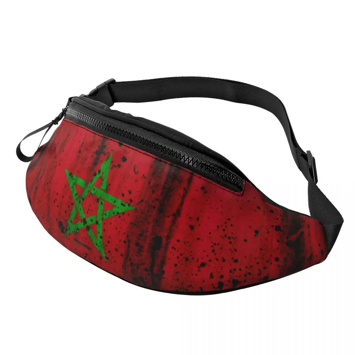 

Custom Moroccan Proud Morocco Flag Fanny Pack for Women Men Fashion Crossbody Waist Bag Cycling Camping Phone Money Pouch