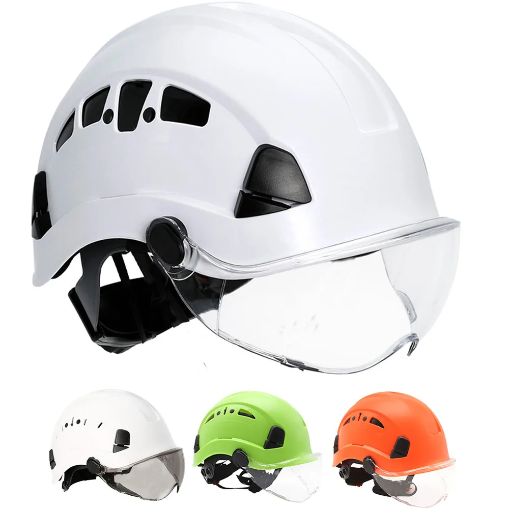 Construction Hard Hat with Visor Safety Helmet with Goggles Protective Working Rescue Cap Riding Helmet Rescue Climbing Helmets