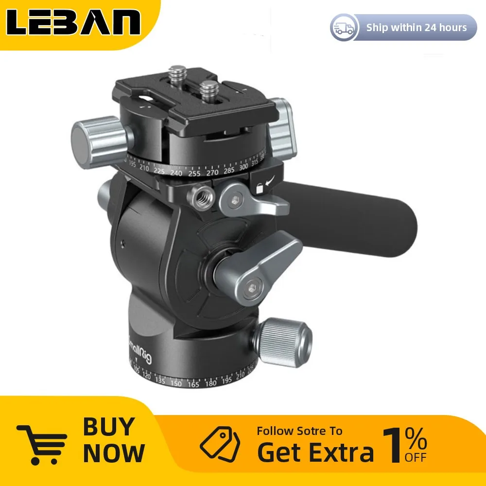 SmallRig Lightweight Fluid Video Head 360&deg; Swivel Removable Telescopic Handle Adjustable Lightweight Portable 3457 3259 camera fluid head