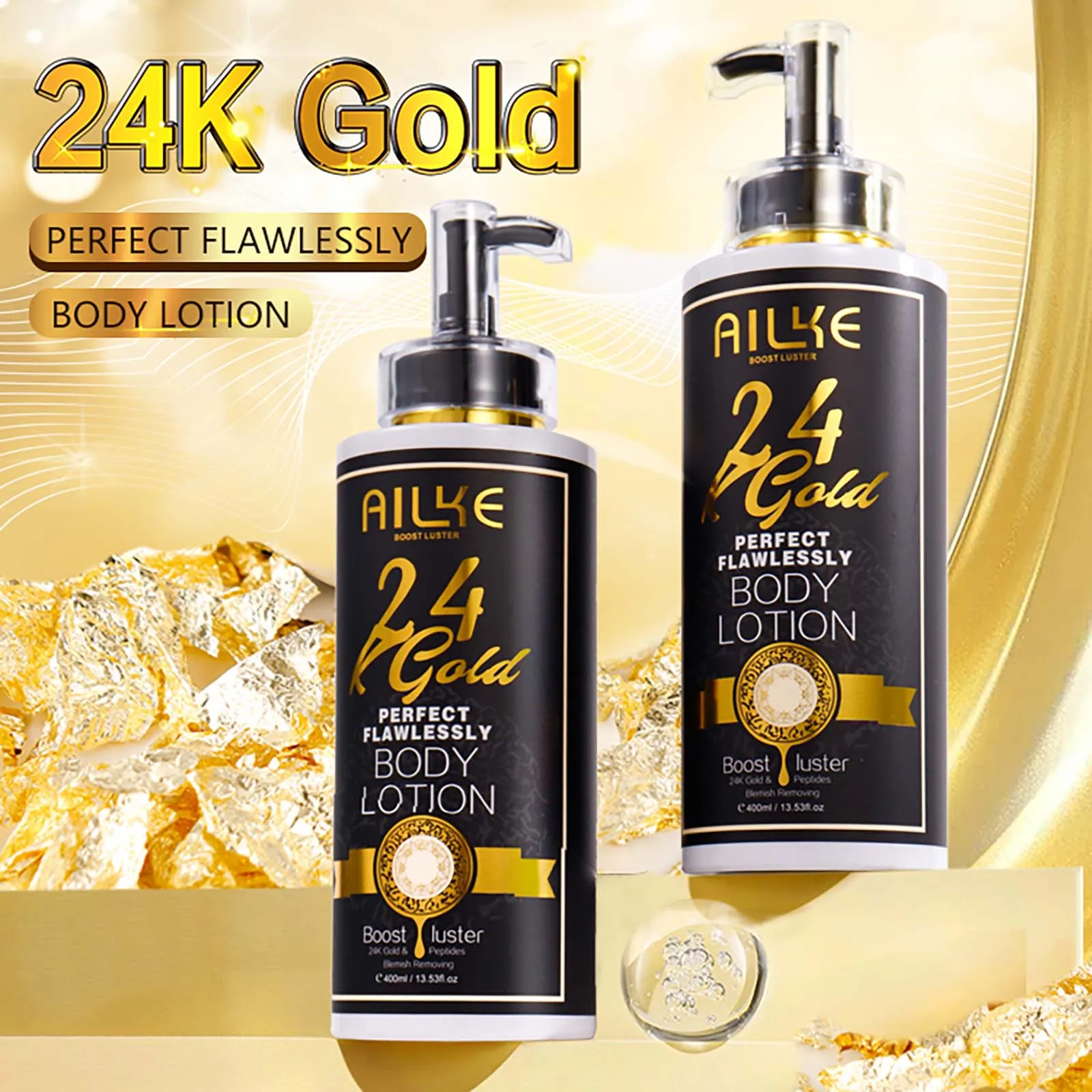 AILKE 24K Gold Perfect Flawlessly Lightening Skin Care Kit, Moisturizing, Smooth Skin, Even Skin Tone, Reduce Wrinkles