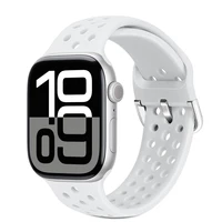 Bracelet de sport en Silicone pour Apple Watch 11 10 42mm 46mm Ultra 3/2/1 49mm, ceinture respirante iWatch 9 8 7 6 5 4 SE 45mm 44mm 41mm 40mm 3