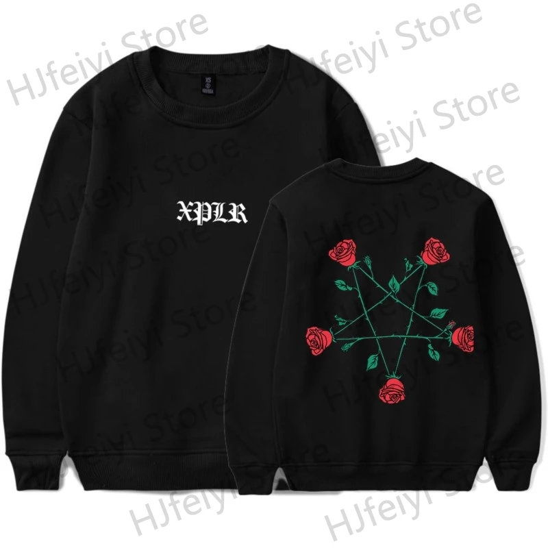 

XPLR Sam And Colby Pentagram Roses Merch Long Sleeve Crewneck Sweatshirt Merch Winter For Women/Men Unisex O-neck Sweater Top