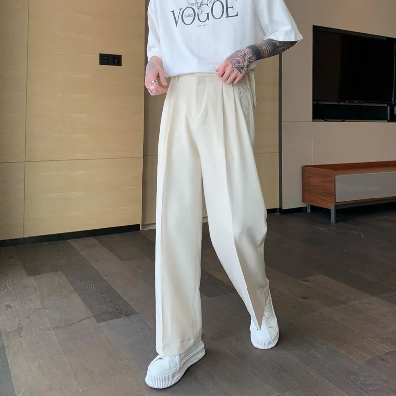 Vintage Solid Color Youth Men's Business Pants Classic Zipper Button Straight Cylinder Casual All-match Trousers,men dress pants