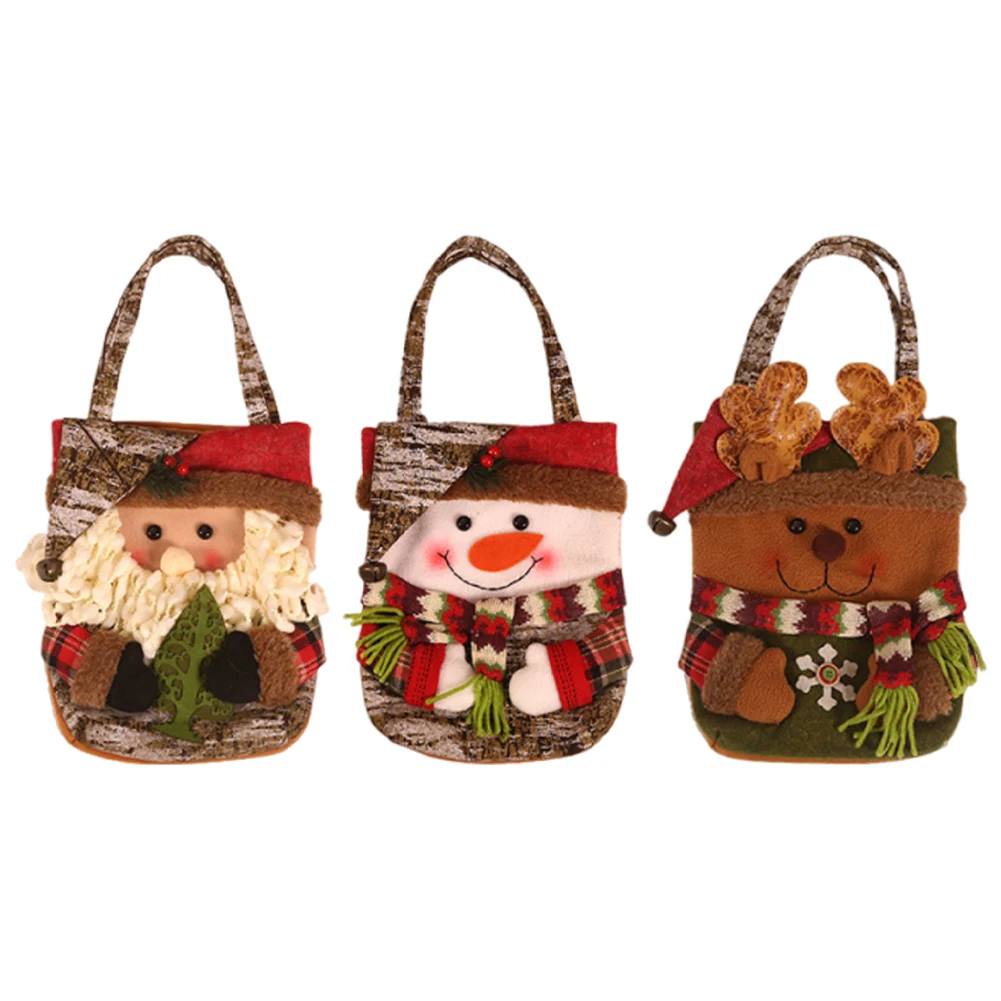 Christmas Cartoon Candy Bag with Handle for Holiday Decoration