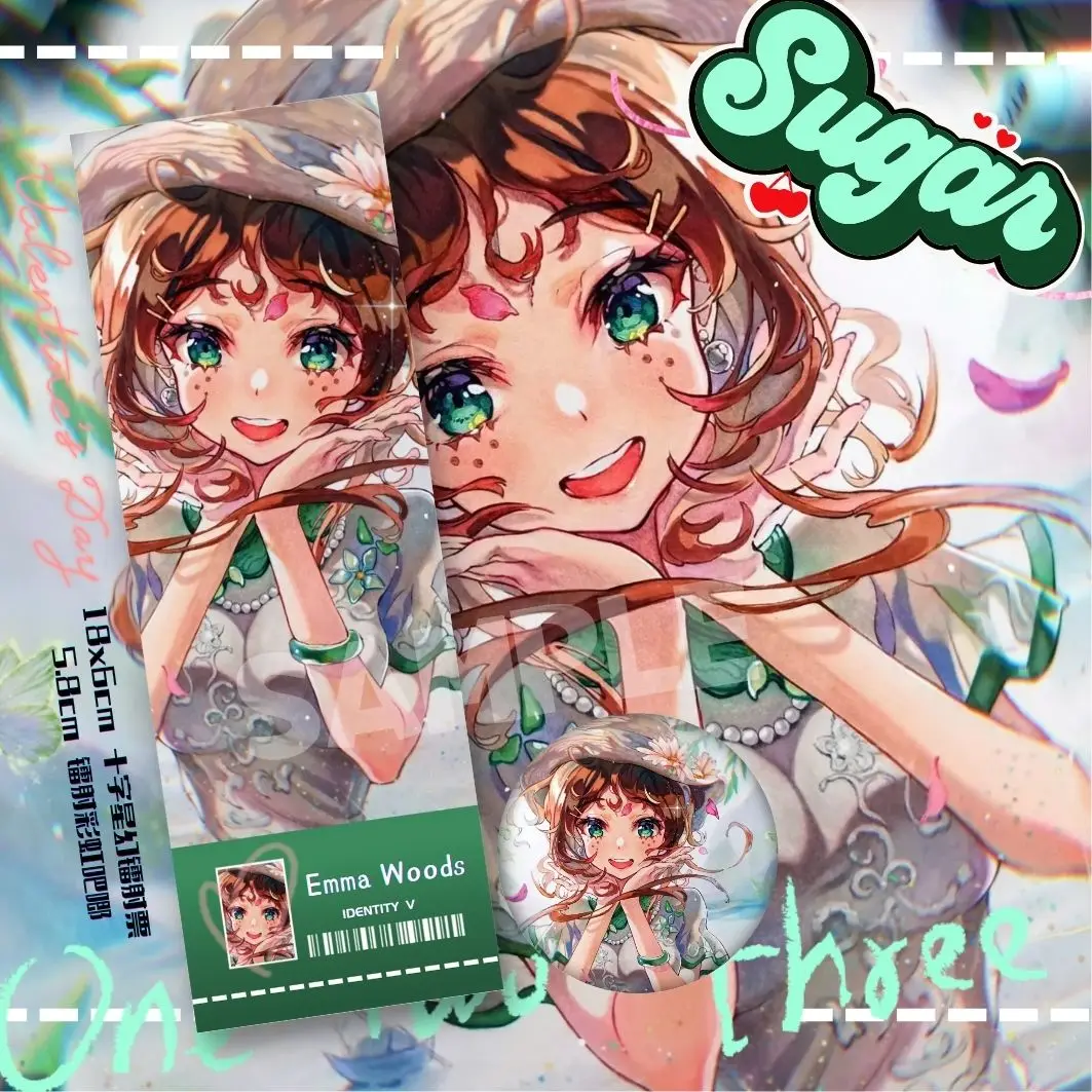 Diy Game Identity V Cosplay Gardener Emma Woods Merch Wait For The Wind Laser Ticket Badge Collezione Di Regali Di Compleanno Souvenir