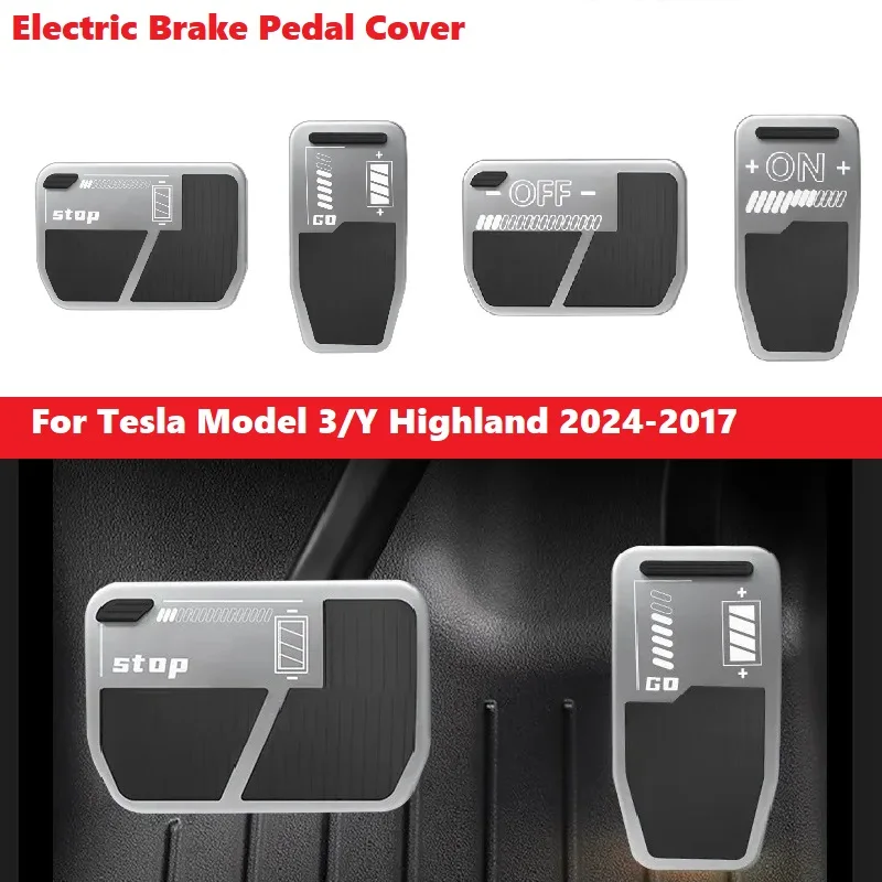

Accelerator Brake Pedal Pads Covers For Model Y 2023 2024 Tesla Model 3 Highland Brake Metal Cover 2021 Auto Accessories