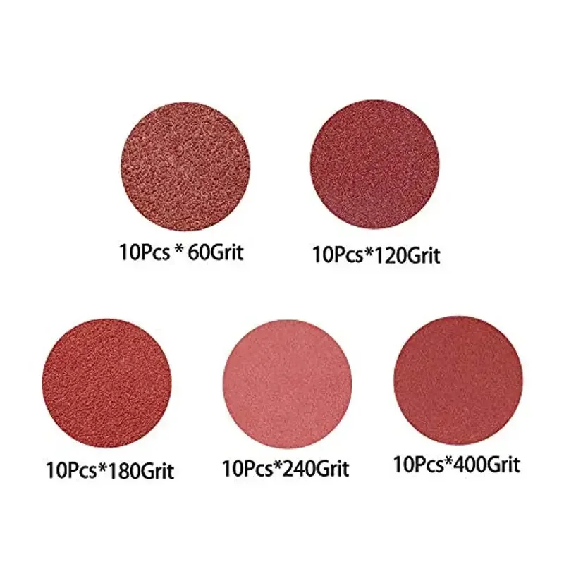 50pcs 5 Inch 8 Hole Hook And Loop Sanding Discs 60 120 180 240 400 Grits Sand Paper For Random Orbital Sander sanding disc