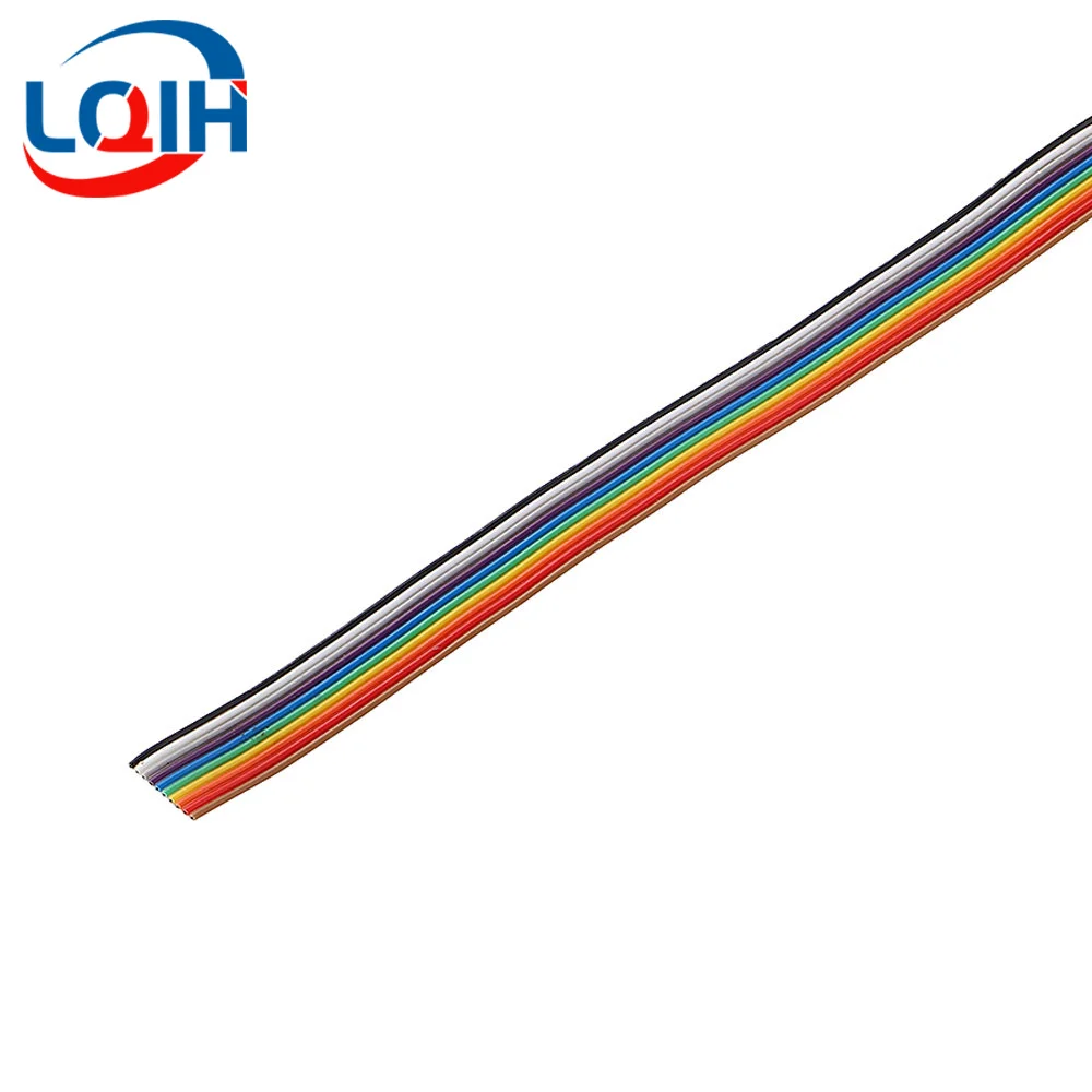 1/3/5Meter 6/8/10/16/18/20/26/34/40P 1.27mm Pitch Flat Ribbon Cable Rainbow DuPont Wire IDC 2.54mm FC Connector