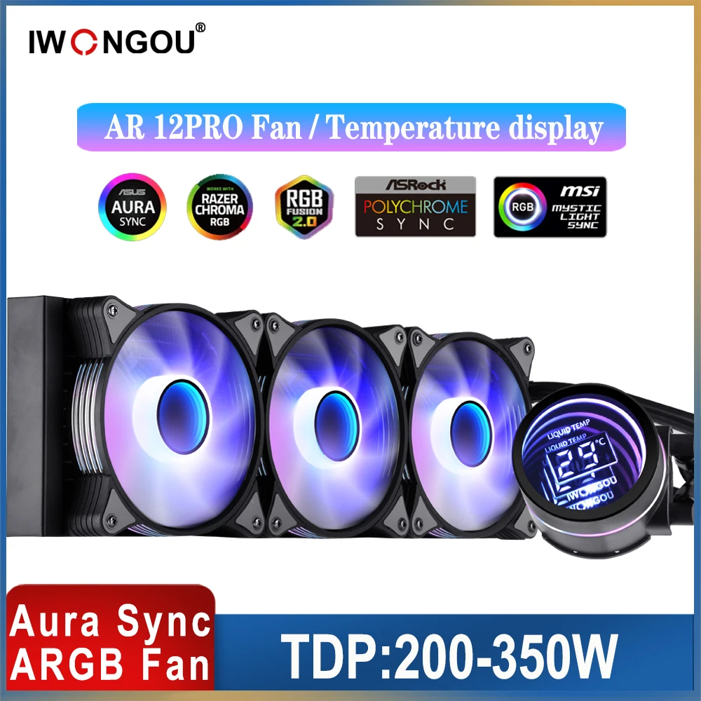 IWONGOU Water Cooler Lga1700 ARGB 4Pin Ar12pro Fan Cooler with