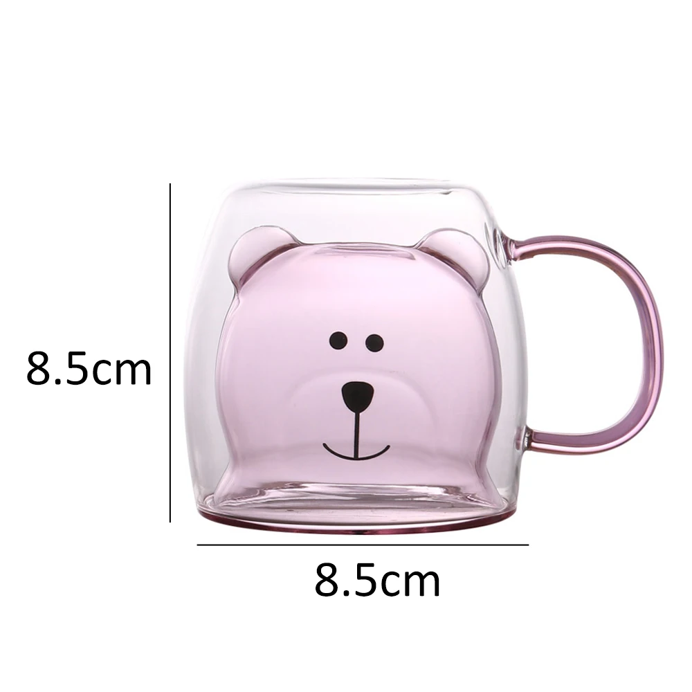 201-300ML Double Wall Glass mug Creative Cute Bear Coffee Mugs Milk Juice Tea Mug Cup Valentine's Day Child Lover Christmas Gift