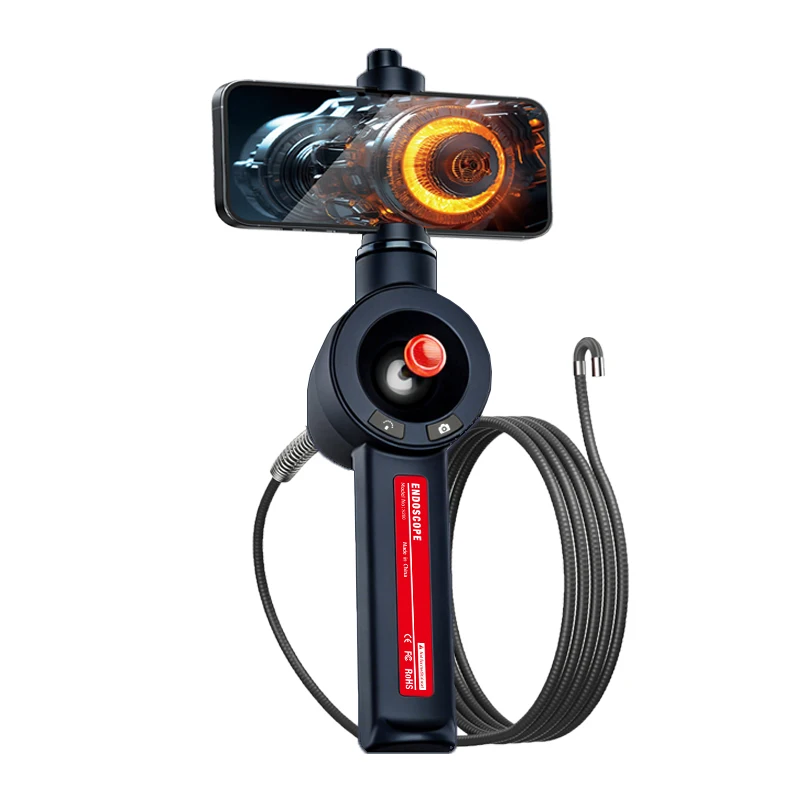 360 ° 안드로이드 폰용 6LED 조명이 장착된 스티어링 산업용 내시경 6mm 렌즈 자동차 엔진 검사 내시경 카메라