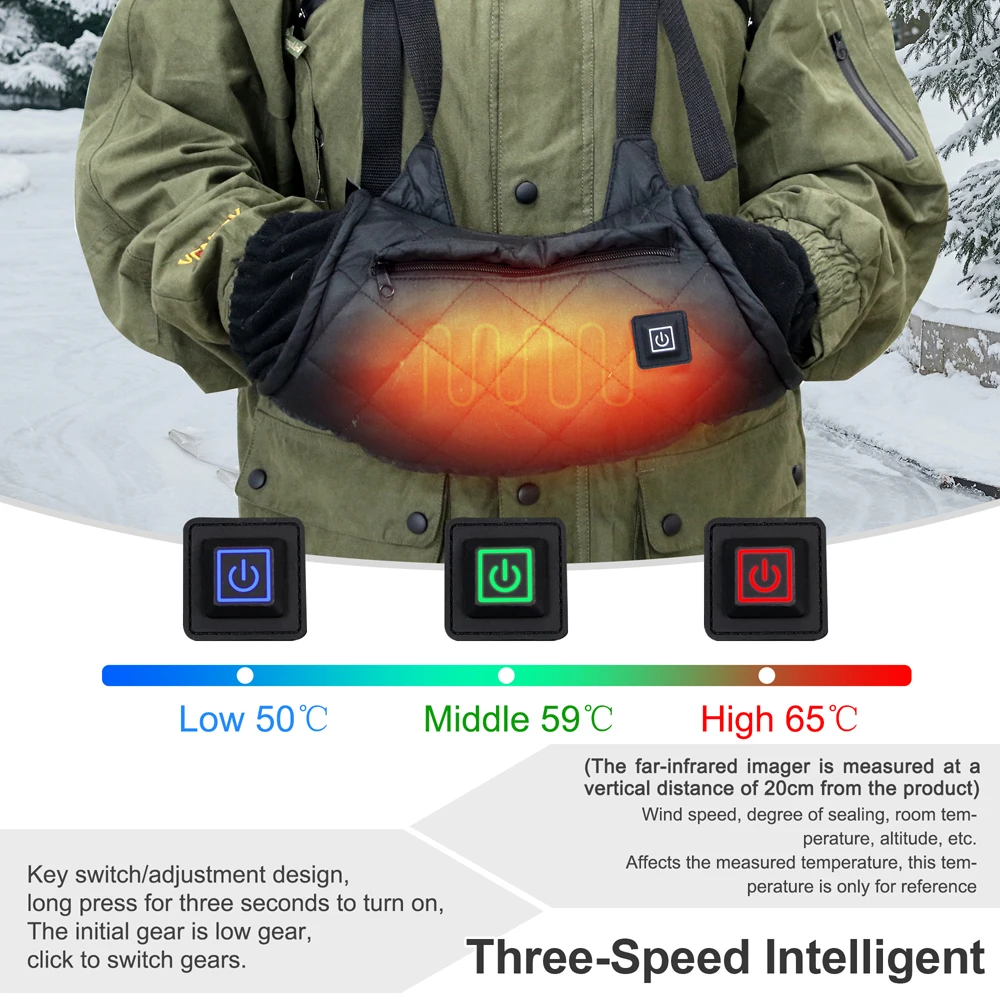 

Heated Hand Warmer Electric Heating Hand Warmer Pouch Portable USB Handwarmer w 3-Level Temperature Control for Winter Outdoor