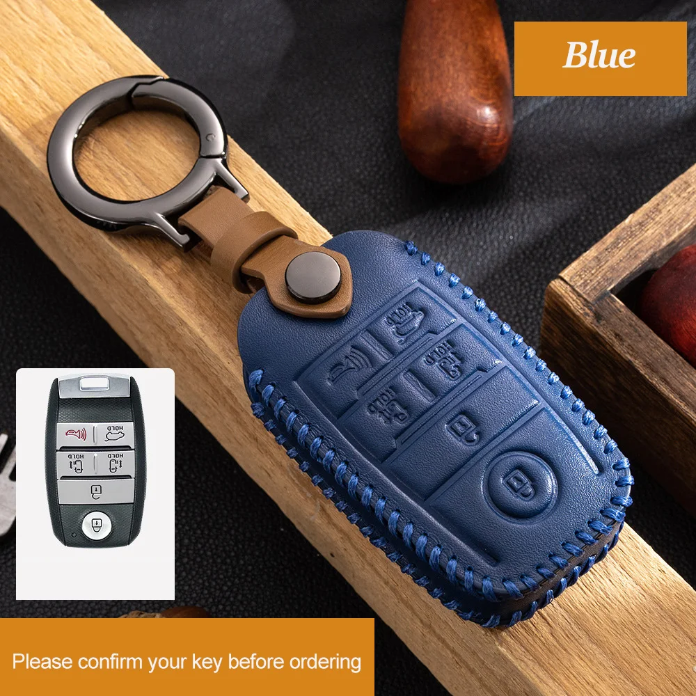 

Genuine Leather Car Key Case Cover Fob Shell for Kia Sedona Grand Carnival 2015 2019
