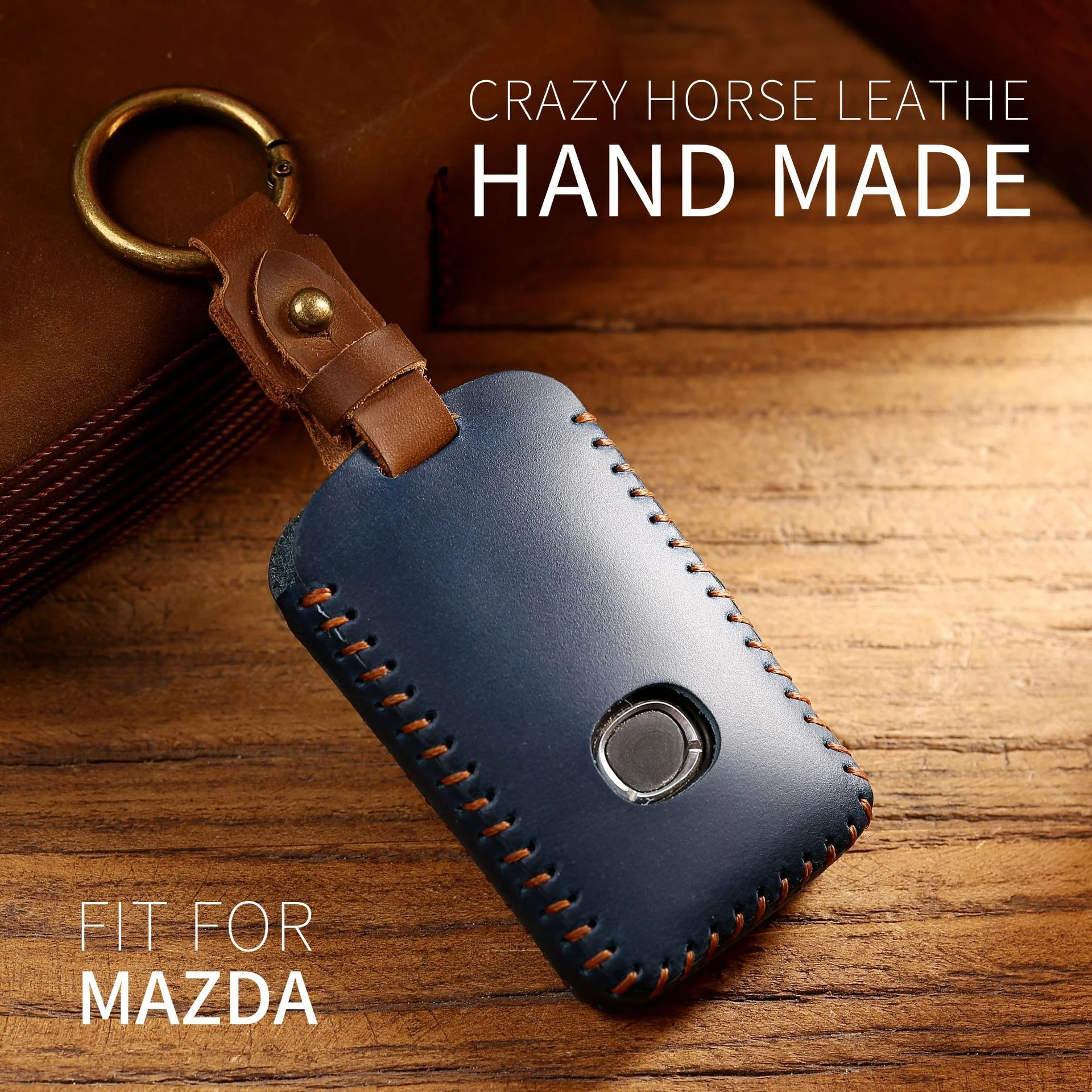 Vitodeco Funda protectora de cuero genuino para llavero inteligente compatible con Mazda 3, 6