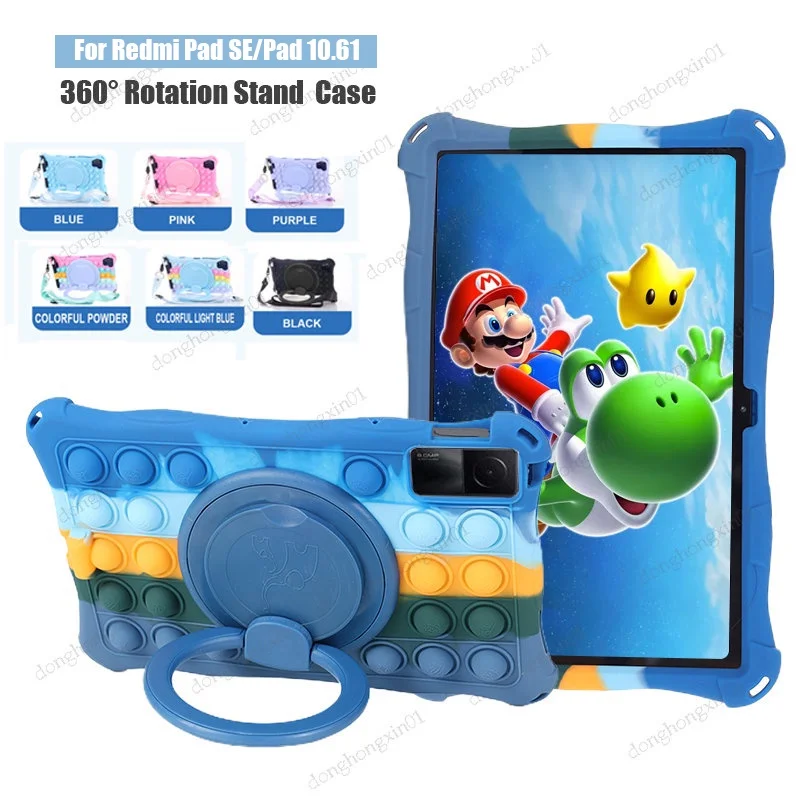 

Soft Bubble Silicon Kids Cover for Redmi Pad SE 11 Inch 360° Rotation Stand Shockproof Cover with Pen Slot for Redmi Pad 10.61