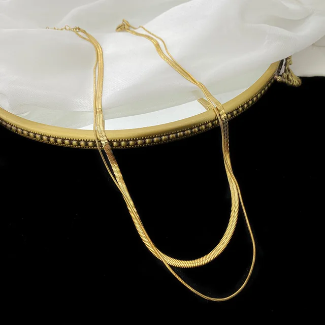 Pulsera de cadena de hoja de doble capa exagerada para mujer, joyería chapada en oro, acero de titanio, accesorios de joyería, nueva moda - Image 4