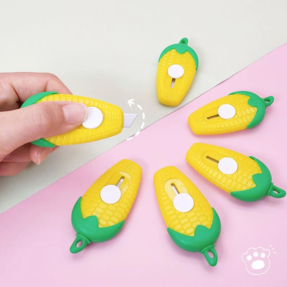Cuter Mini Cartoon Maize Utility Box Cutter Letter Opener Art Paper Cutter Kawaii Stationery Knif 1/3/5Pcs