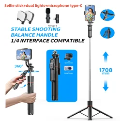 Selfie Stick Tripod with Extendable Monopod, Fill Light & Bluetooth Remote Control (Option 3)