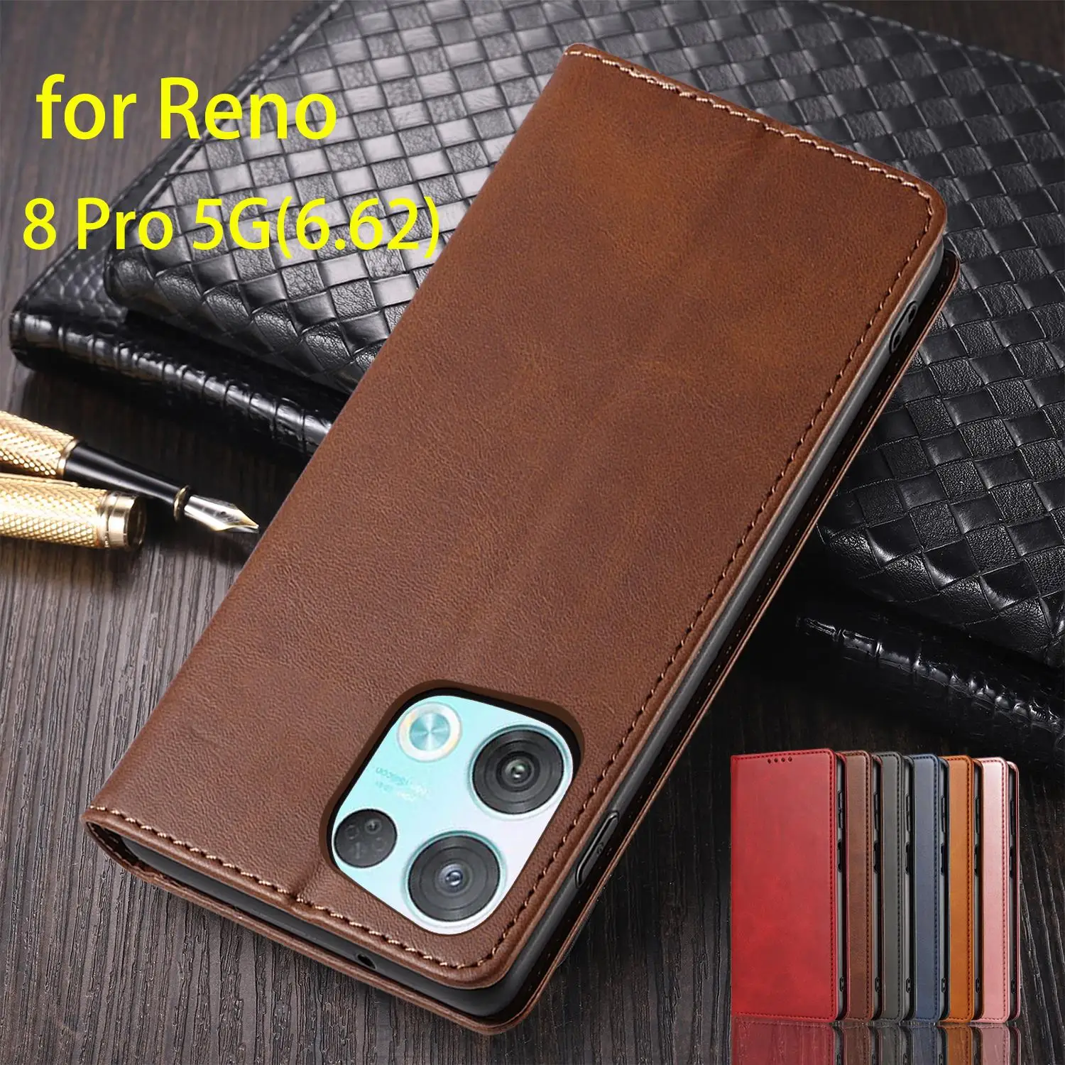

Leather Case for OPPO Reno 8 Pro 5G / Reno8 Pro 5G (China 6.62") Holster Magnetic Attraction Cover Wallet Flip Case Fundas Coque