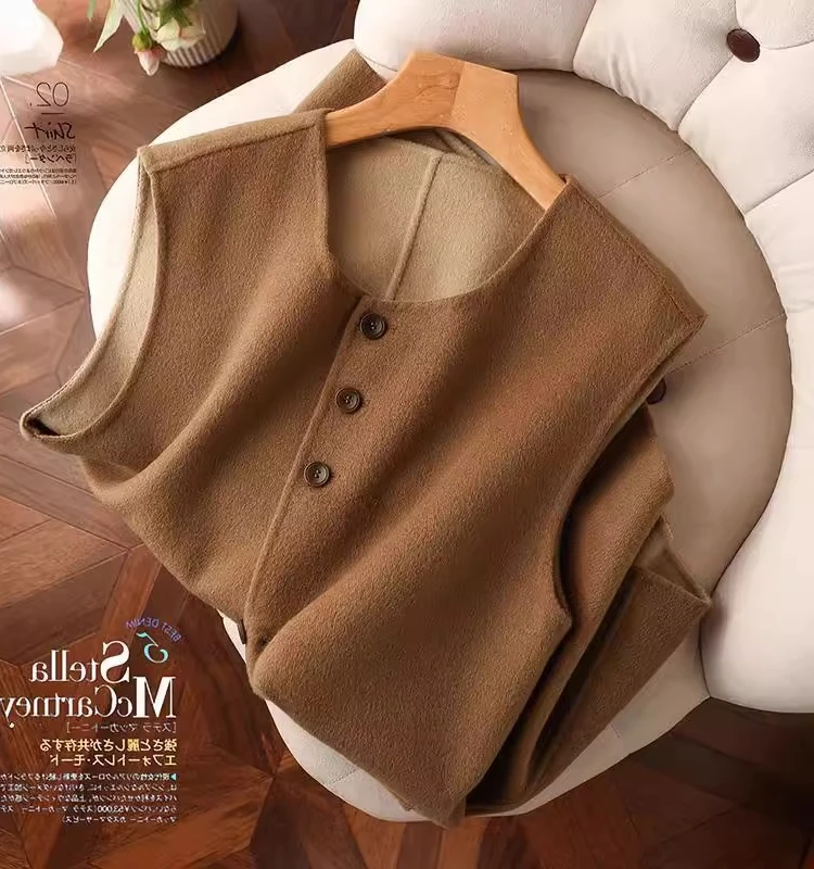 

With mulberry silk wool double-sided waistcoat women's new winter fashion temperament coat