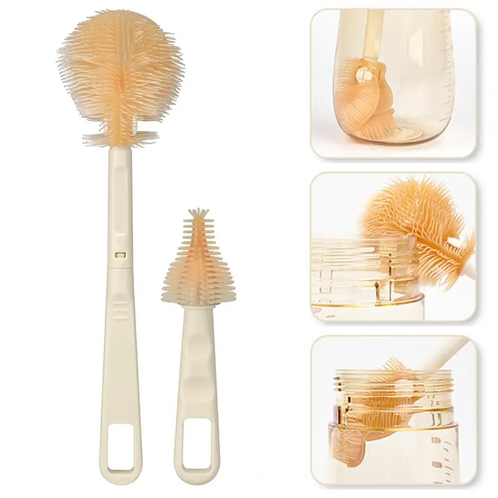 

Bottle Nipple Brush Multifunctional Baby Bottle Brush Kit Easy 360-degree for Drink Bottles Straws Pacifiers More Straw Brush