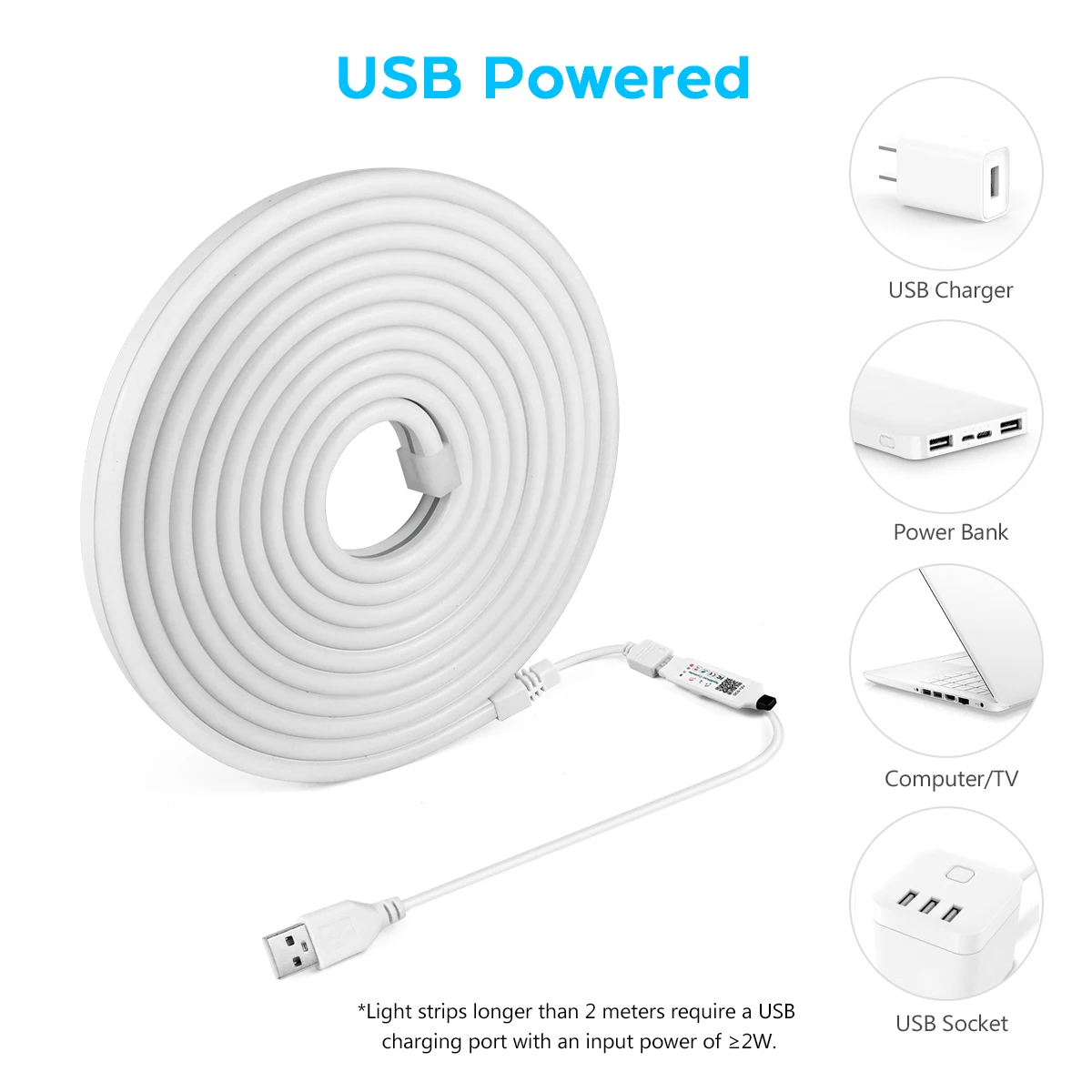 블루투스 스마트 LED 스트립 조명, 5V 네온 사인 RGB 네온 조명, USB 테이프, LED 챔버, 주방 크리스마스 백라이트 램프 장식