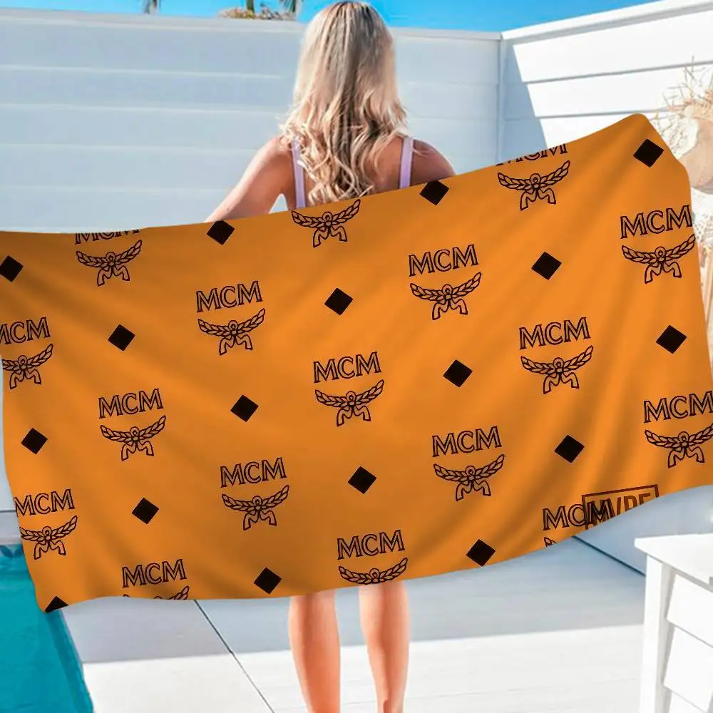 Fashion M-MCM Logo Microfiber Blanket Quick Drying Beach Towels Oversized Printing Super Absorbent Pool Towel Blanket