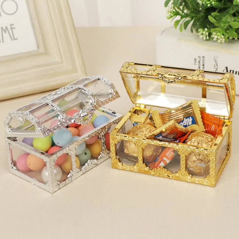 Scatola Di Immagazzinaggio Trasparente Vintage Golden Pirate Treasure Wedding Party Chocolate Candy Gift Container Jewelry Cosmetics Organizer