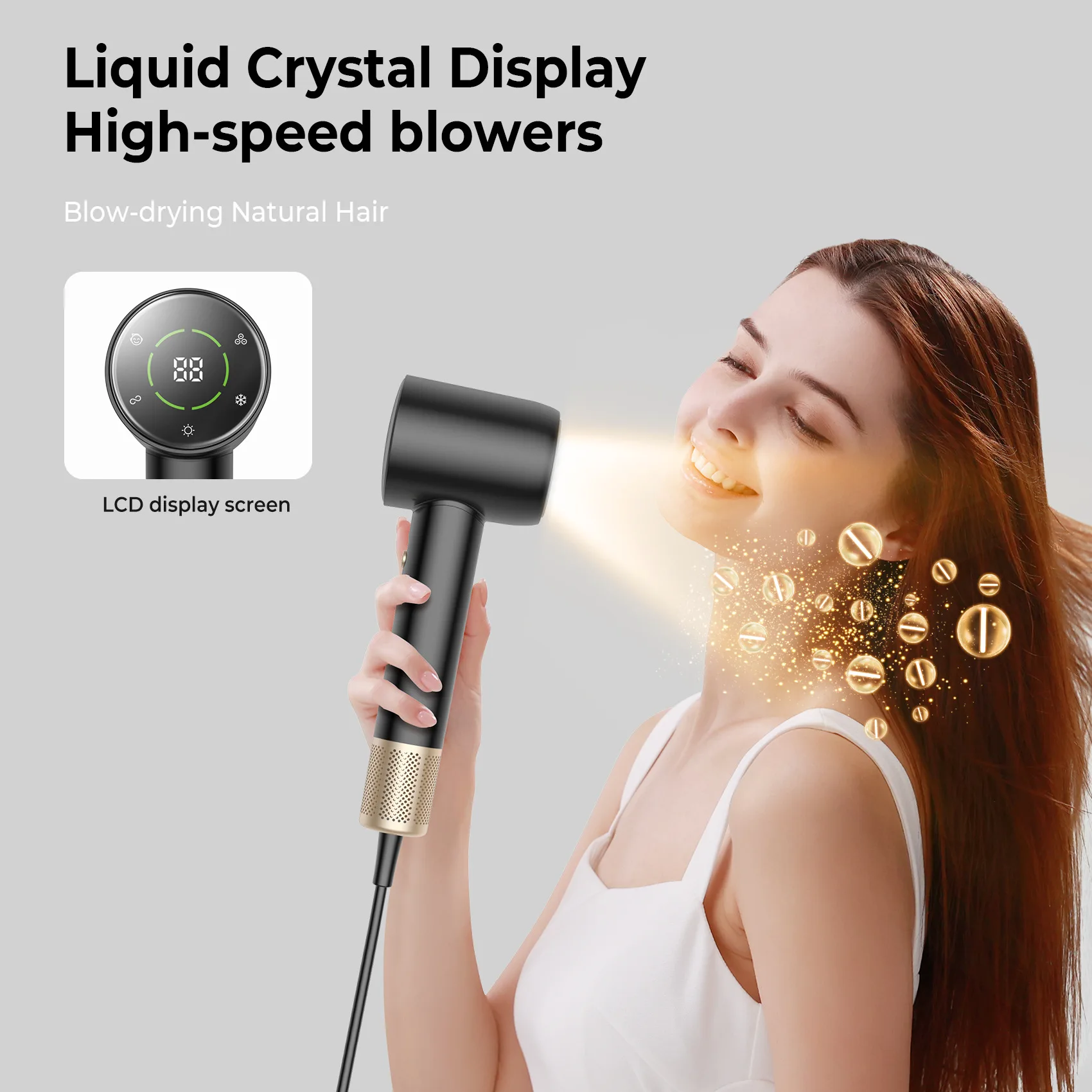 Digital Display Constant Temperature Hair Care Multi-speed Temperature Adjustment High Power Negative Ion High Speed Hair Dryer 3