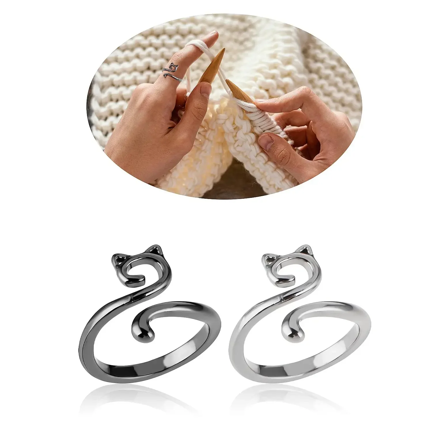 2PCS Adjustable Knitting Crochet Ring Open Guide Yarn Guide Crochet Tension Ring Women Knitting crochet tools