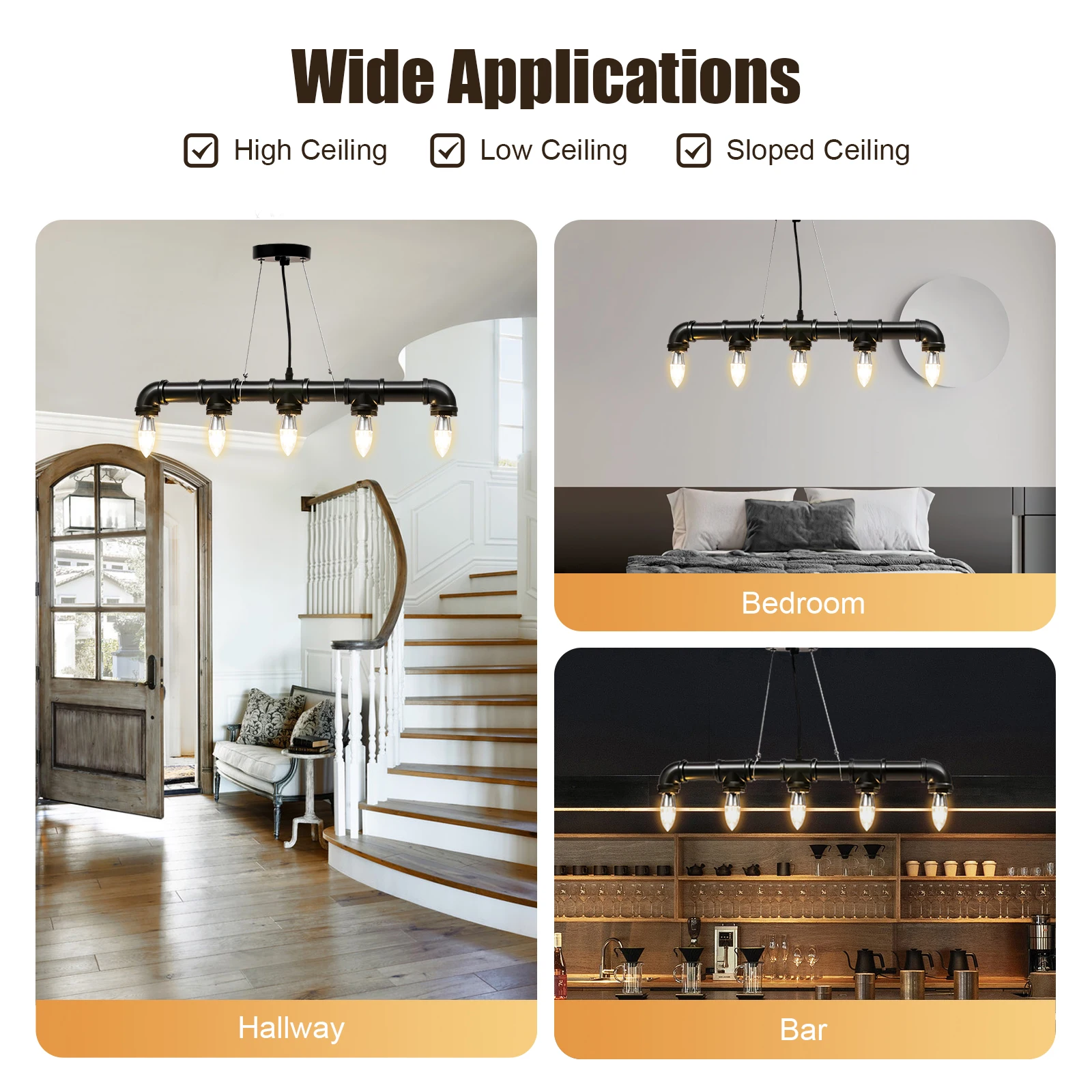 Chandelier Pendant Lamp Ceiling Light Fixture Water Pipe Shaped Lighting Fixture Home Restaurant Bar Decoration 2
