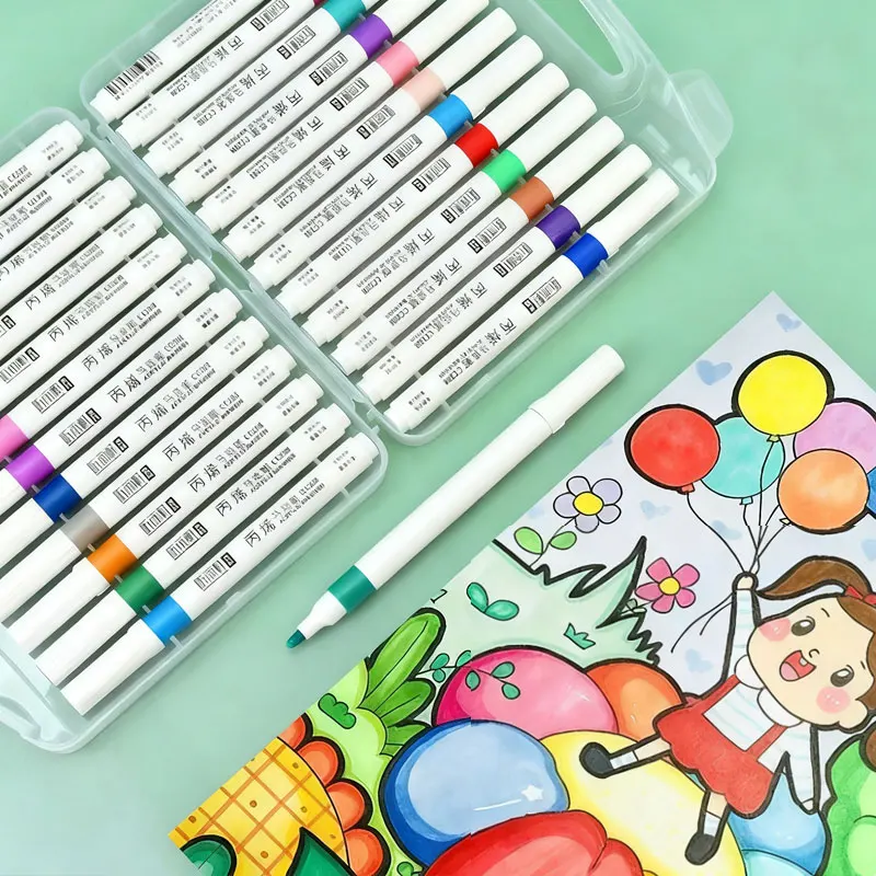 어린이용 아크릴 마커 방수 및 불투명 수성 무독성 세척 가능 예술 및 레이어링 색상에 적합 최고의 선물