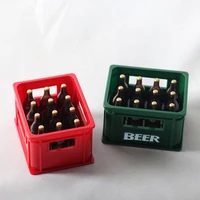 1Set 1:12 Mini Dollhouse Beer Resin Frame Storage Basket With 12 Bottles Simulation Drink Beer Model DIY Doll Accessories 1