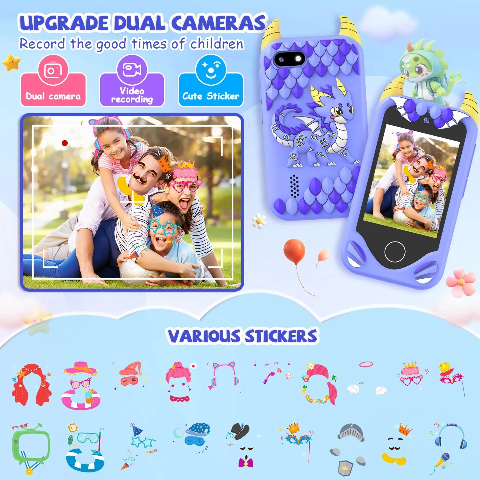Kids Smart Phone Children Toy Mini Smart Phone Toys Games Dual Camera Music Video Player Boys Girls Birthday Gifts