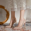 2023 New Luxury Brand High Heels Women's Shoes Metal Rivet Pointed Black Pumps Fashion Sexy Genuine Leather Women's Single Shoes 1