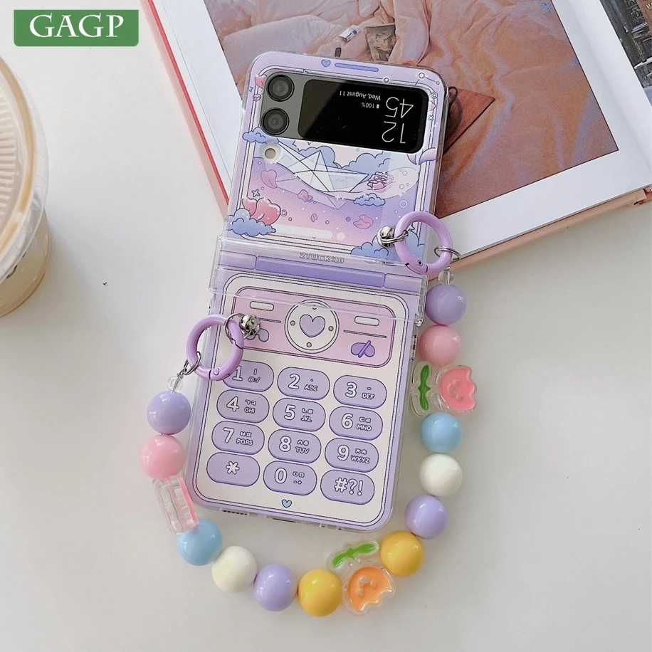 Cute Case for Samsung Z Flip Case Strap Ins Korean Phone